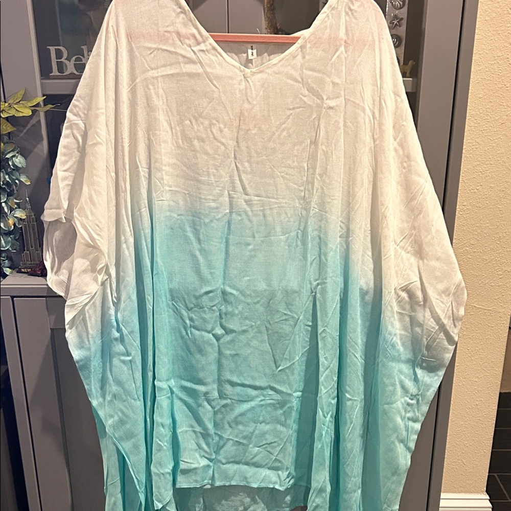Ombre Blue and White Swim Coverup